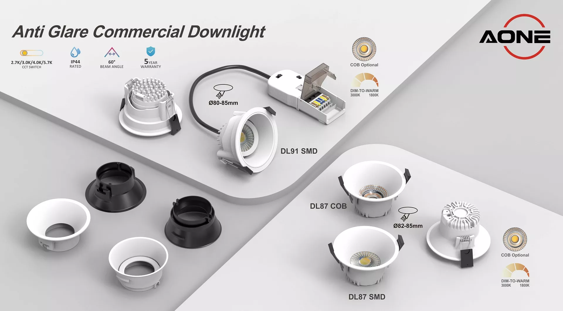 low glare downlight cut-out80mm