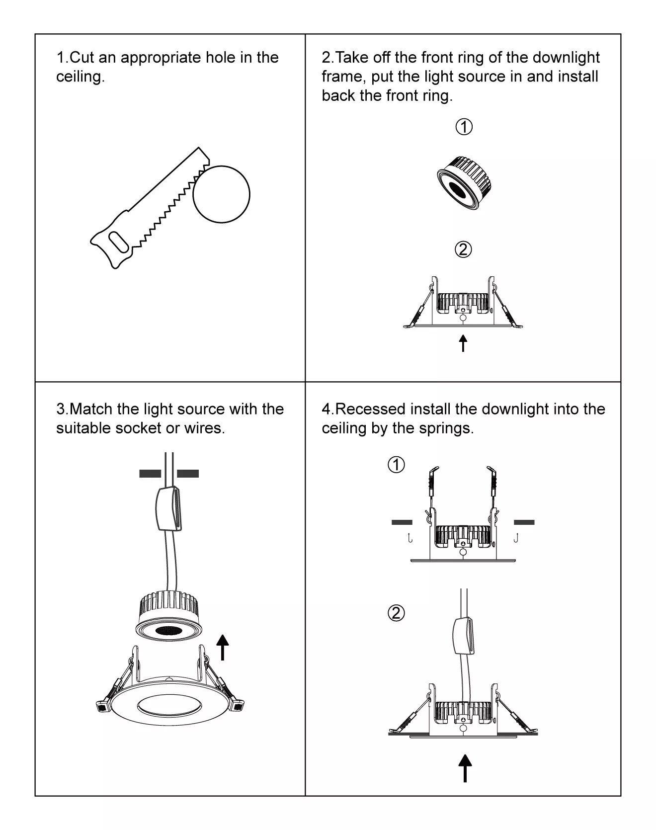 downlight Square fitting installation